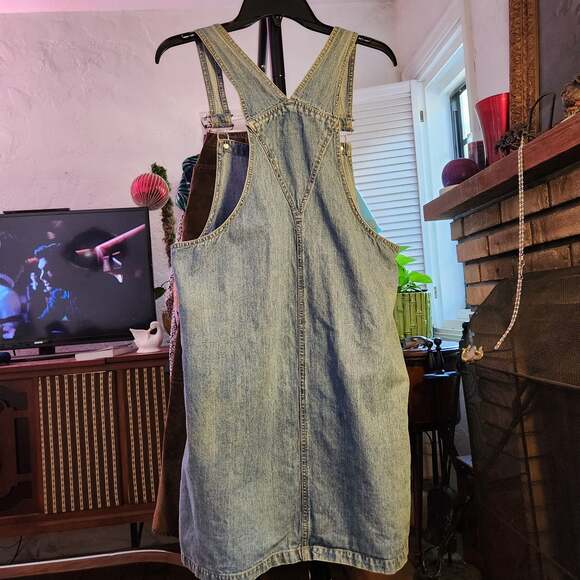 Vtg Faded Glory Authentic Wear Women's Med Denim Overall Jumper Mini Dress - Picture 8 of 8